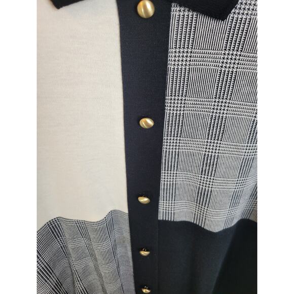 Alfred Dunner Gray Black Colorblock Buttons Long Sleeve Top Women's Size Large - Picture 5 of 8